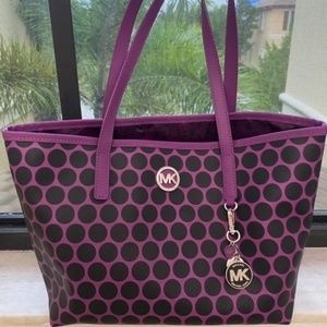 Michael Kors Bag Purple and Black Polka Dots